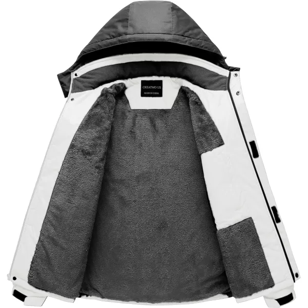 CREATMO US Mens Mountain Waterproof Ski Jacket Snowboard Jacket Windproof Snowboarding Jacket Warm Winter Coat RaincoatBlack amp White