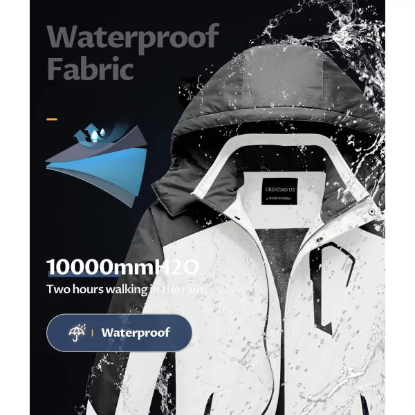 CREATMO US Mens Mountain Waterproof Ski Jacket Snowboard Jacket Windproof Snowboarding Jacket Warm Winter Coat RaincoatBlack amp White