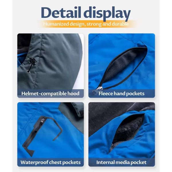CREATMO US Mens Mountain Waterproof Ski Jacket Snowboard Jacket Windproof Snowboarding Jacket Warm Winter Coat RaincoatBlue
