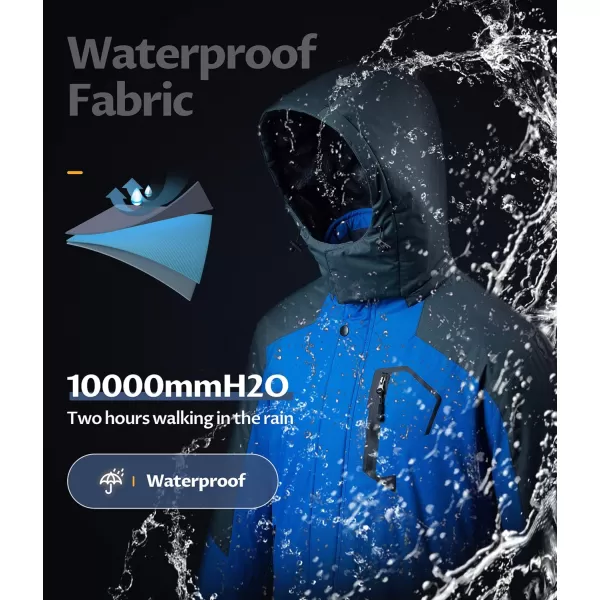 CREATMO US Mens Mountain Waterproof Ski Jacket Snowboard Jacket Windproof Snowboarding Jacket Warm Winter Coat RaincoatBlue