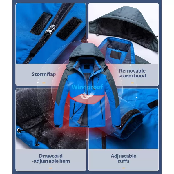 CREATMO US Mens Mountain Waterproof Ski Jacket Snowboard Jacket Windproof Snowboarding Jacket Warm Winter Coat RaincoatBlue