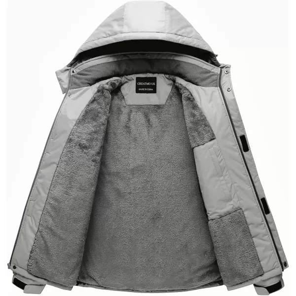 CREATMO US Mens Mountain Waterproof Ski Jacket Snowboard Jacket Windproof Snowboarding Jacket Warm Winter Coat RaincoatLight Grey