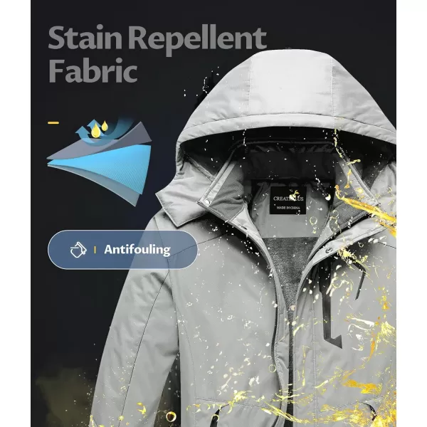 CREATMO US Mens Mountain Waterproof Ski Jacket Snowboard Jacket Windproof Snowboarding Jacket Warm Winter Coat RaincoatLight Grey