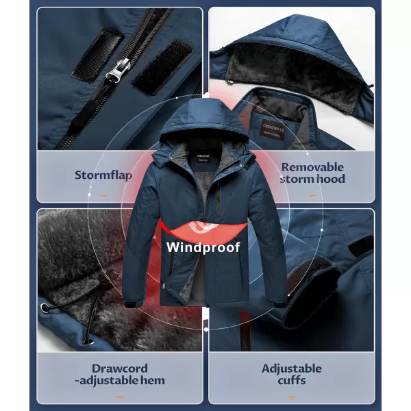 CREATMO US Mens Mountain Waterproof Ski Jacket Snowboard Jacket Windproof Snowboarding Jacket Warm Winter Coat RaincoatNavy Blue