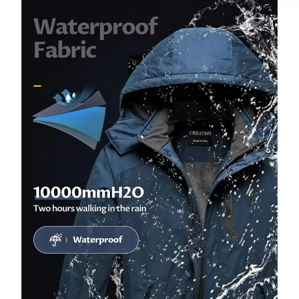 CREATMO US Mens Mountain Waterproof Ski Jacket Snowboard Jacket Windproof Snowboarding Jacket Warm Winter Coat RaincoatNavy Blue