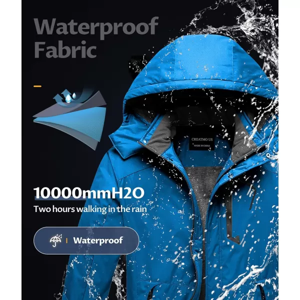 CREATMO US Mens Mountain Waterproof Ski Jacket Snowboard Jacket Windproof Snowboarding Jacket Warm Winter Coat RaincoatPure Blue