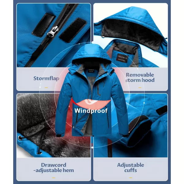 CREATMO US Mens Mountain Waterproof Ski Jacket Snowboard Jacket Windproof Snowboarding Jacket Warm Winter Coat RaincoatPure Blue