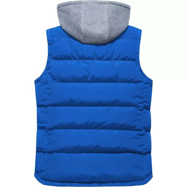 CREATMO US Mens Outdoor Winter Vest Outerwear Removable Hooded Padded Puffer Sleeveless VestBlue