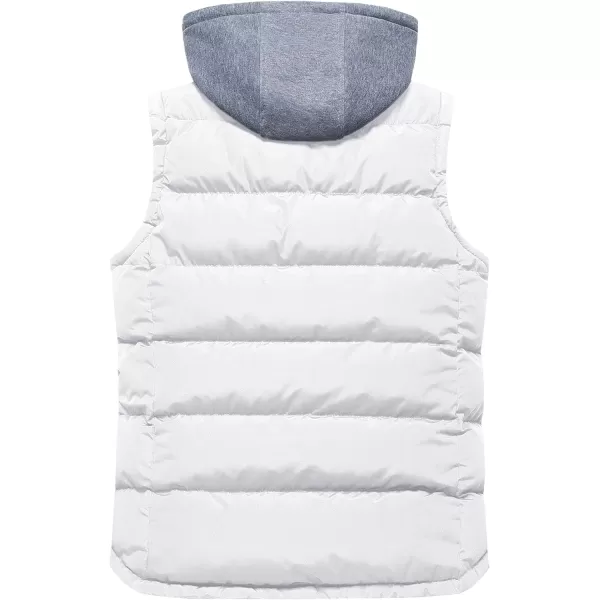 CREATMO US Mens Outdoor Winter Vest Outerwear Removable Hooded Padded Puffer Sleeveless VestWhite