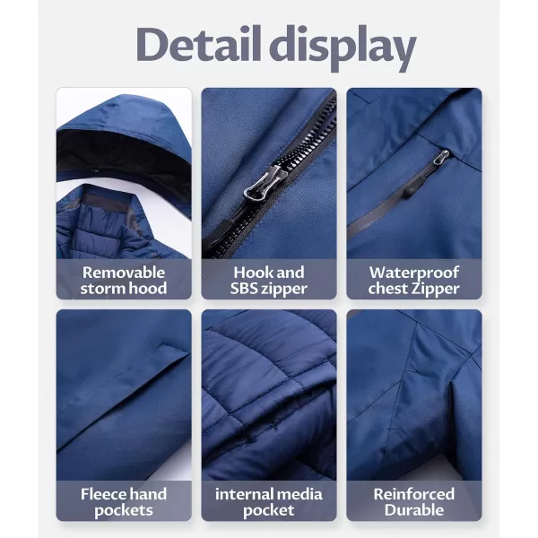 CREATMO US Womens 3 In 1 Waterproof Ski Jacket Windproof Snowboarding Jacket Warm Winter Snow Coat RaincoatNavy