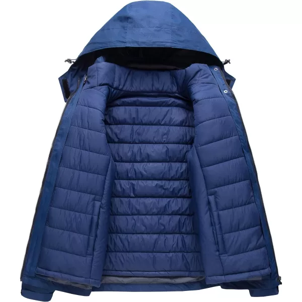 CREATMO US Womens 3 In 1 Waterproof Ski Jacket Windproof Snowboarding Jacket Warm Winter Snow Coat RaincoatNavy