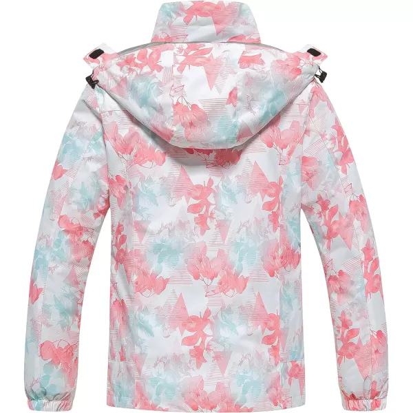 CREATMO US Womens 3 In 1 Waterproof Ski Jacket Windproof Snowboarding Jacket Warm Winter Snow Coat RaincoatPink Printed