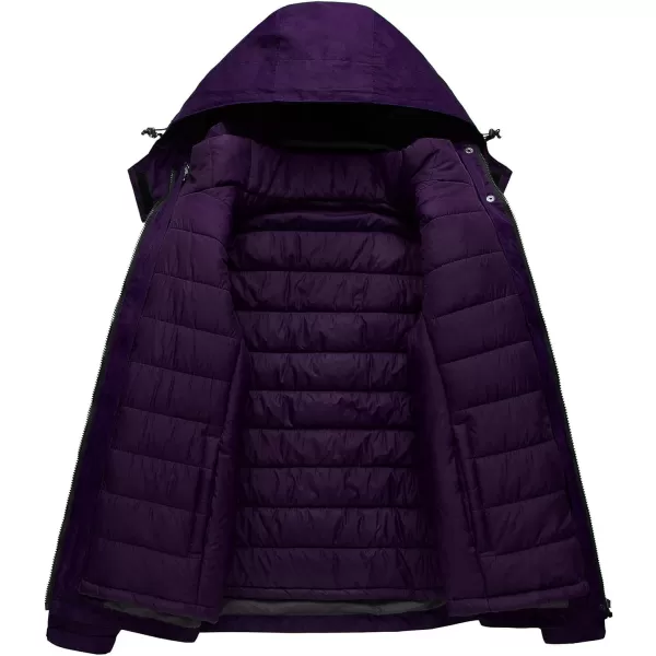 CREATMO US Womens 3 In 1 Waterproof Ski Jacket Windproof Snowboarding Jacket Warm Winter Snow Coat RaincoatPurple