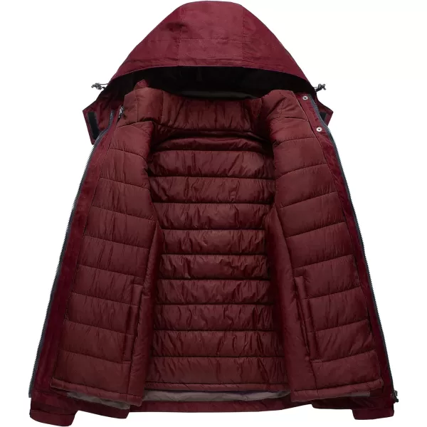 CREATMO US Womens 3 In 1 Waterproof Ski Jacket Windproof Snowboarding Jacket Warm Winter Snow Coat RaincoatWine Red