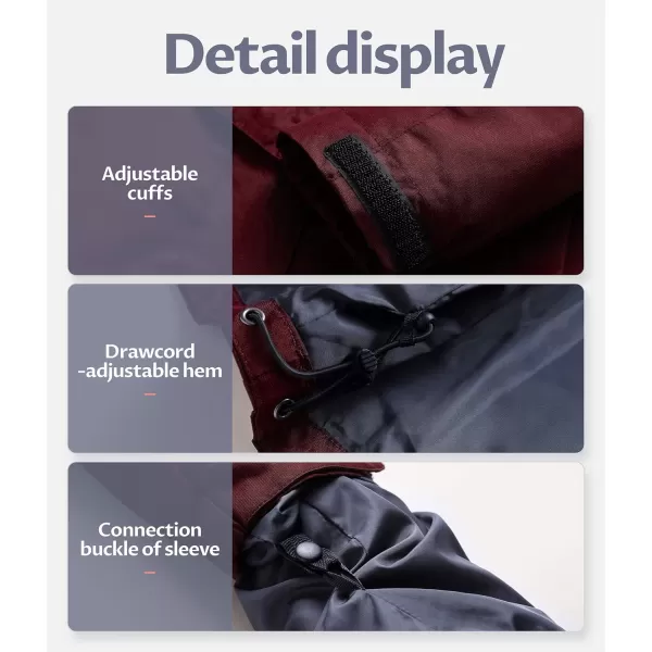 CREATMO US Womens 3 In 1 Waterproof Ski Jacket Windproof Snowboarding Jacket Warm Winter Snow Coat RaincoatWine Red