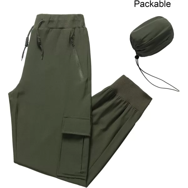 CREATMO US Womens Lightweight Quick Dry Cargo Hiking Pants Athletic JoggersArmy Green