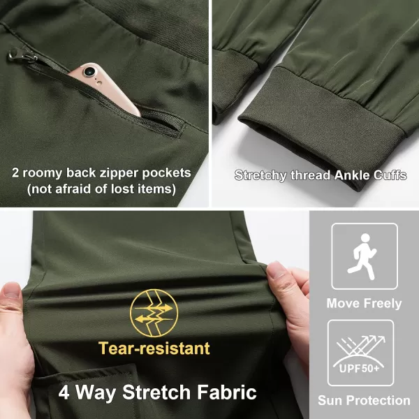 CREATMO US Womens Lightweight Quick Dry Cargo Hiking Pants Athletic JoggersArmy Green