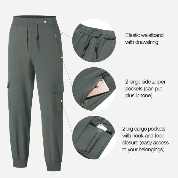 CREATMO US Womens Lightweight Quick Dry Cargo Hiking Pants Athletic JoggersGrey