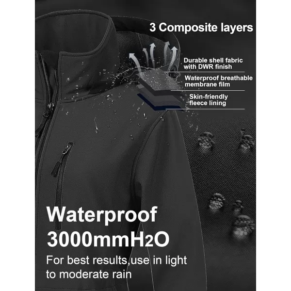 CREATMO US Womens Lightweight Waterproof Long Softshell Tactical Jacket Fleece Lined WindbreakerGrey