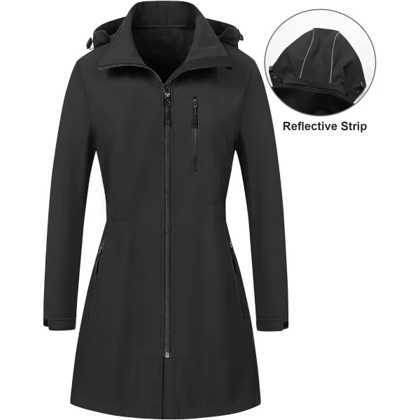 CREATMO US Womens Lightweight Waterproof Long Softshell Tactical Jacket Fleece Lined WindbreakerGrey