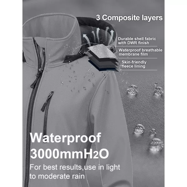 CREATMO US Womens Lightweight Waterproof Long Softshell Tactical Jacket Fleece Lined WindbreakerLight Grey