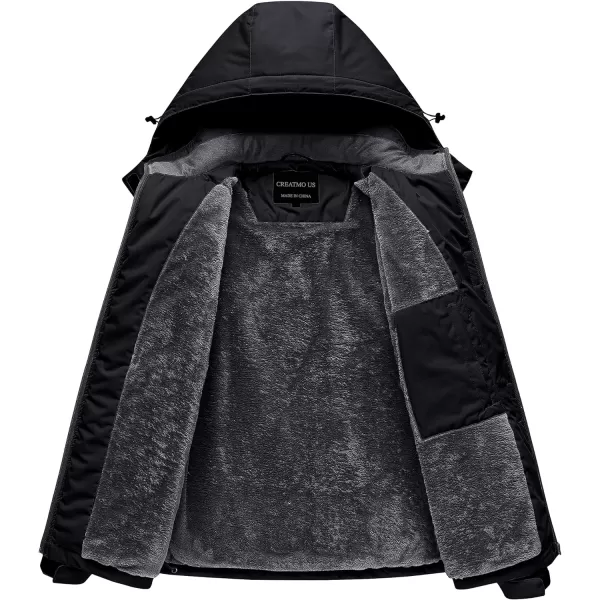 CREATMO US Womens Mountain Waterproof Ski Jacket Windproof Snowboarding Jacket Warm Winter Coat RaincoatBlack