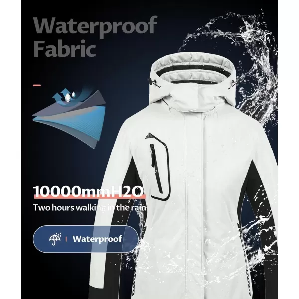 CREATMO US Womens Mountain Waterproof Ski Jacket Windproof Snowboarding Jacket Warm Winter Coat RaincoatBlack amp White