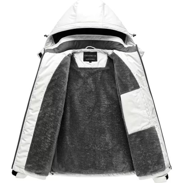 CREATMO US Womens Mountain Waterproof Ski Jacket Windproof Snowboarding Jacket Warm Winter Coat RaincoatBlack amp White