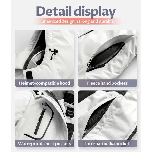 CREATMO US Womens Mountain Waterproof Ski Jacket Windproof Snowboarding Jacket Warm Winter Coat RaincoatBlack amp White