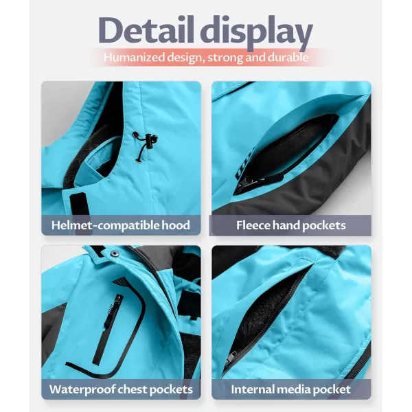 CREATMO US Womens Mountain Waterproof Ski Jacket Windproof Snowboarding Jacket Warm Winter Coat RaincoatBlue