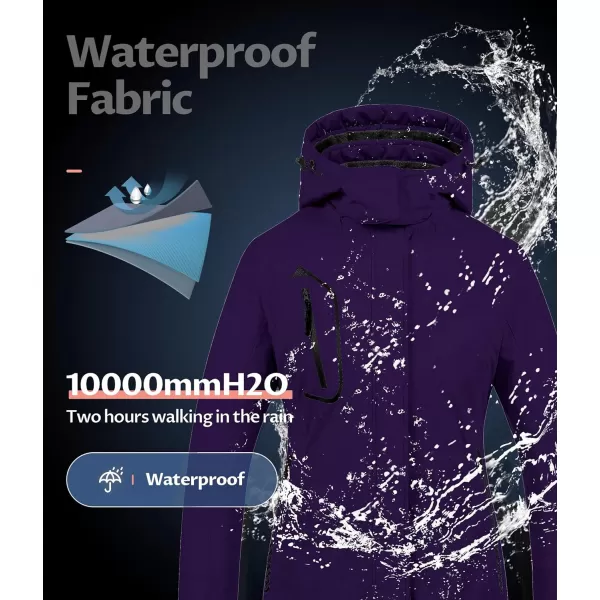 CREATMO US Womens Mountain Waterproof Ski Jacket Windproof Snowboarding Jacket Warm Winter Coat RaincoatDark Purple
