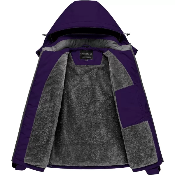 CREATMO US Womens Mountain Waterproof Ski Jacket Windproof Snowboarding Jacket Warm Winter Coat RaincoatDark Purple