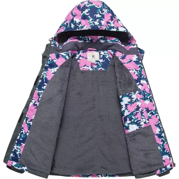 CREATMO US Womens Mountain Waterproof Ski Jacket Windproof Snowboarding Jacket Warm Winter Coat RaincoatFlower Printed