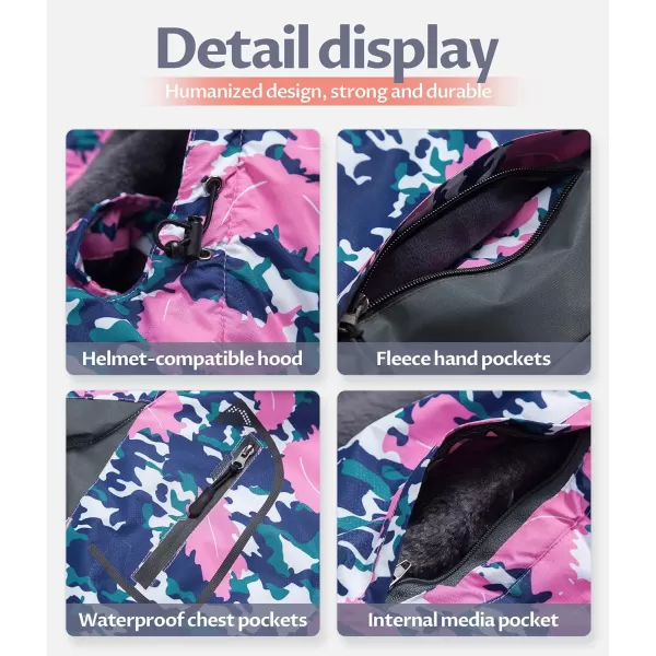 CREATMO US Womens Mountain Waterproof Ski Jacket Windproof Snowboarding Jacket Warm Winter Coat RaincoatFlower Printed