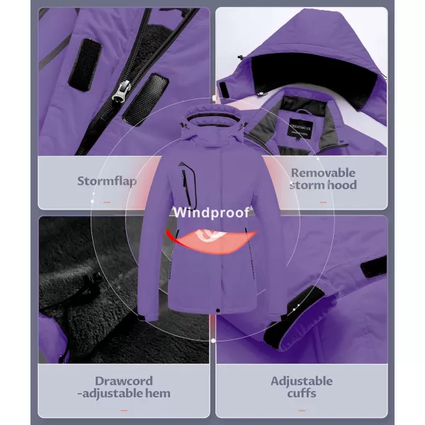 CREATMO US Womens Mountain Waterproof Ski Jacket Windproof Snowboarding Jacket Warm Winter Coat RaincoatLight Purple