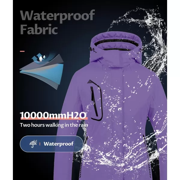 CREATMO US Womens Mountain Waterproof Ski Jacket Windproof Snowboarding Jacket Warm Winter Coat RaincoatLight Purple