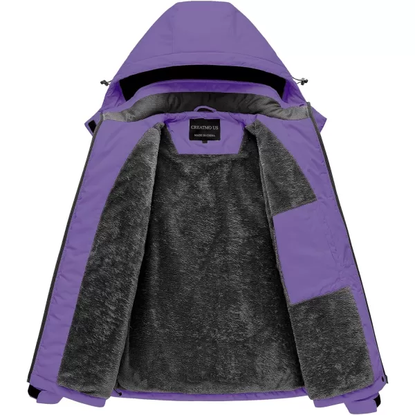 CREATMO US Womens Mountain Waterproof Ski Jacket Windproof Snowboarding Jacket Warm Winter Coat RaincoatLight Purple