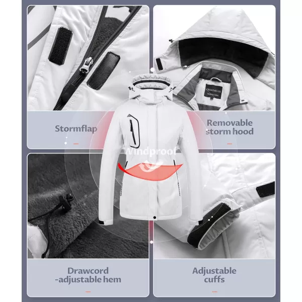 CREATMO US Womens Mountain Waterproof Ski Jacket Windproof Snowboarding Jacket Warm Winter Coat RaincoatWhite