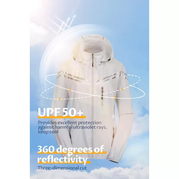 CREATMO US Womens Packable Waterproof Running Rain Coat Reflective Cycling Jacket Windbreaker With Detachable HoodGrey