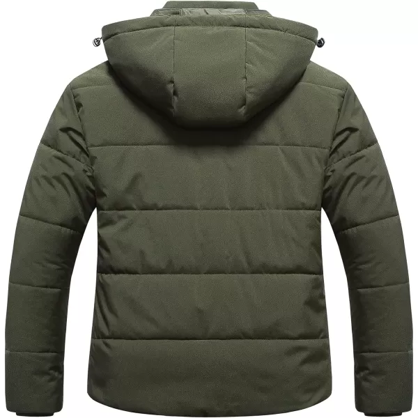 CREATMO US Womens Plus Size Warm Puffer Jacket Waterproof Fleece Lined Winter Coat with Removable HoodArmy Green