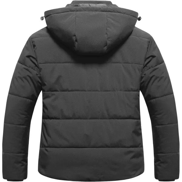 CREATMO US Womens Plus Size Warm Puffer Jacket Waterproof Fleece Lined Winter Coat with Removable HoodDark Grey