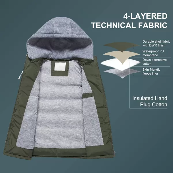 CREATMO US Womens Warm Vest Outerwear Thick Padded Puffer Sleeveless Vest With Detachable HoodGreen