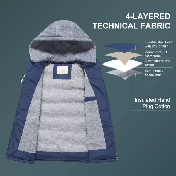 CREATMO US Womens Warm Vest Outerwear Thick Padded Puffer Sleeveless Vest With Detachable HoodNavy