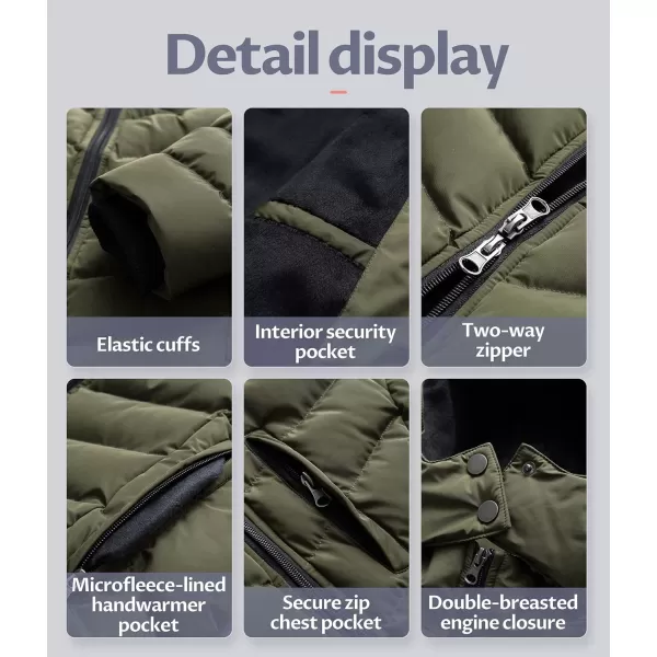 CREATMO US Womens Winter Hooded Coat Waterproof Warm Long Puffer Jacket ParkaArmy Green