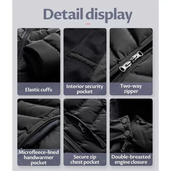 CREATMO US Womens Winter Hooded Coat Waterproof Warm Long Puffer Jacket ParkaBlack