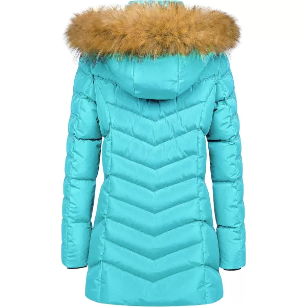 CREATMO US Womens Winter Hooded Coat Waterproof Warm Long Puffer Jacket ParkaBlue