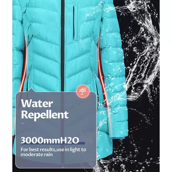 CREATMO US Womens Winter Hooded Coat Waterproof Warm Long Puffer Jacket ParkaBlue