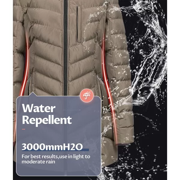 CREATMO US Womens Winter Hooded Coat Waterproof Warm Long Puffer Jacket ParkaBrown