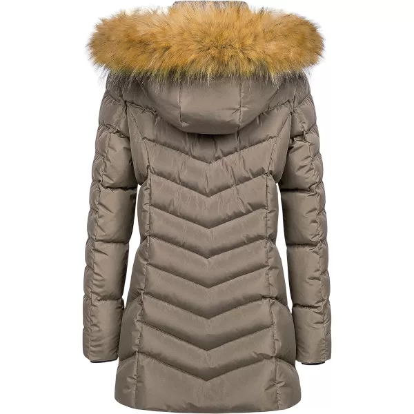 CREATMO US Womens Winter Hooded Coat Waterproof Warm Long Puffer Jacket ParkaBrown
