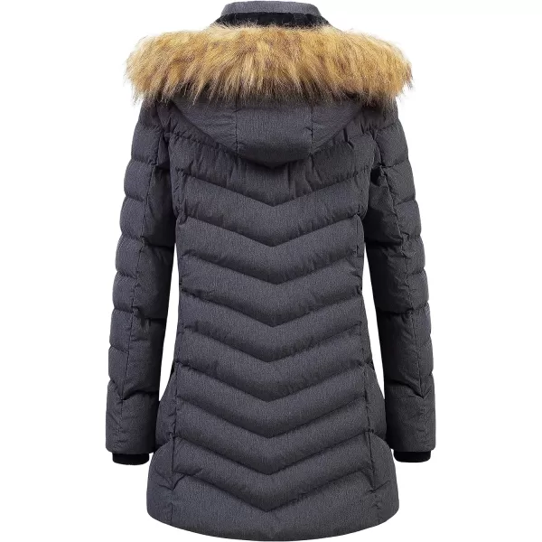 CREATMO US Womens Winter Hooded Coat Waterproof Warm Long Puffer Jacket ParkaCharcoal Heather
